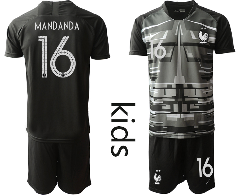 2021 European Cup France black Youth goalkeeper #16 soccer jerseys->belgium->Soccer Club Jersey